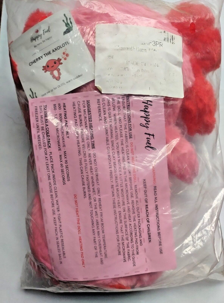 Cherry the Axolotl plush heating pack or cold pack / microwavable
