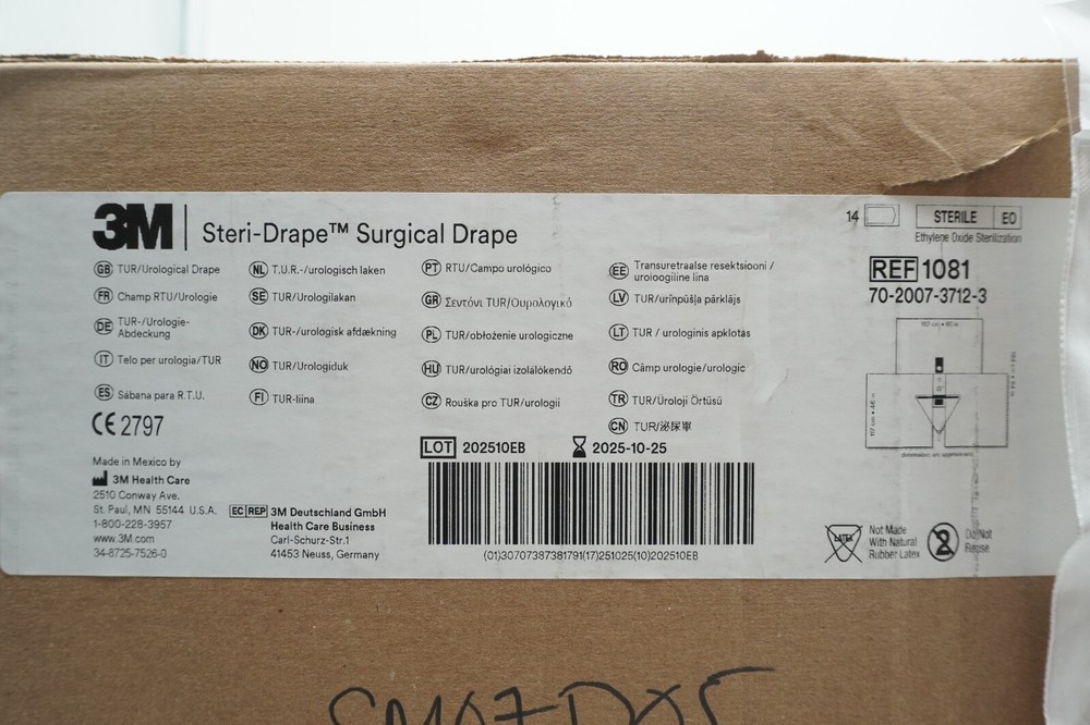 Case/8 pack, 3m Surgical Steri-Drape Urological REF 1081 EXP 10/2025