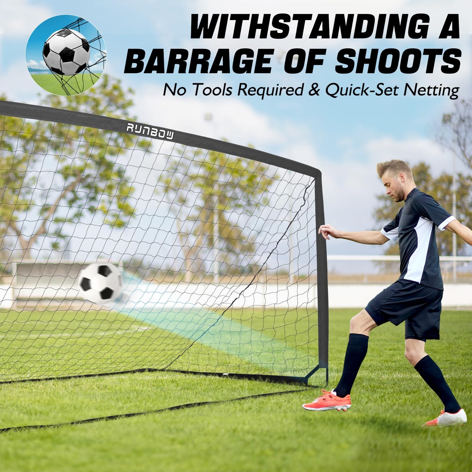 9x5 ft Portable Kids Soccer Goal for Backyard Adult Junior Large Practice Soc...