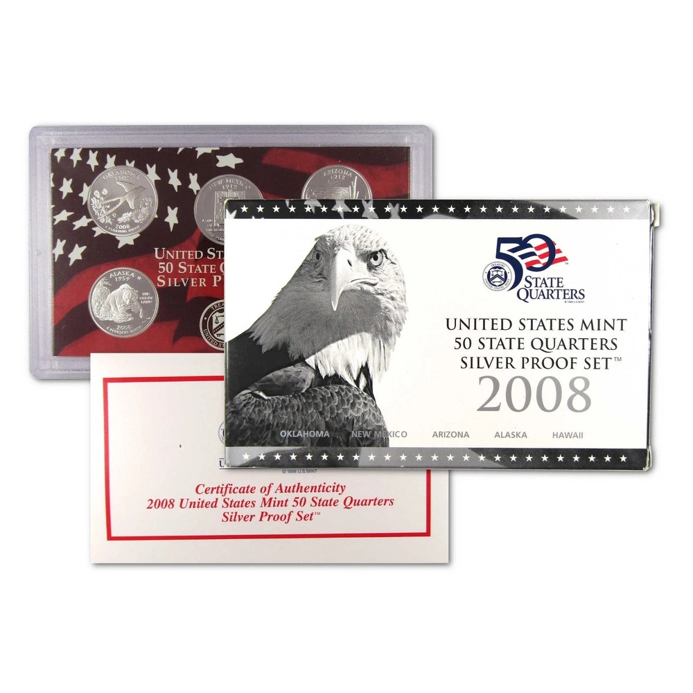 2005 - 2011 US Mint 90 Silver Proof quarters, Sets w/ Original Boxes BELOW MELT!