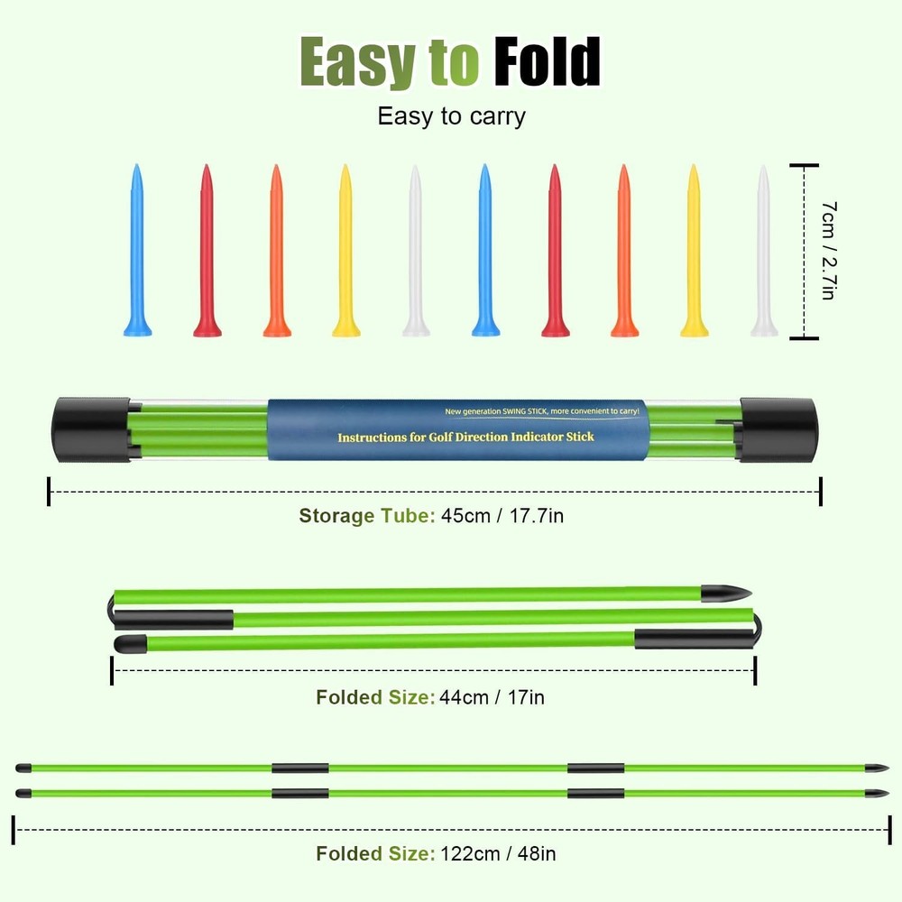 Golf Alignment Sticks 2 Pack, 48″Collapsible Practice Rods for Aiming/Putting...