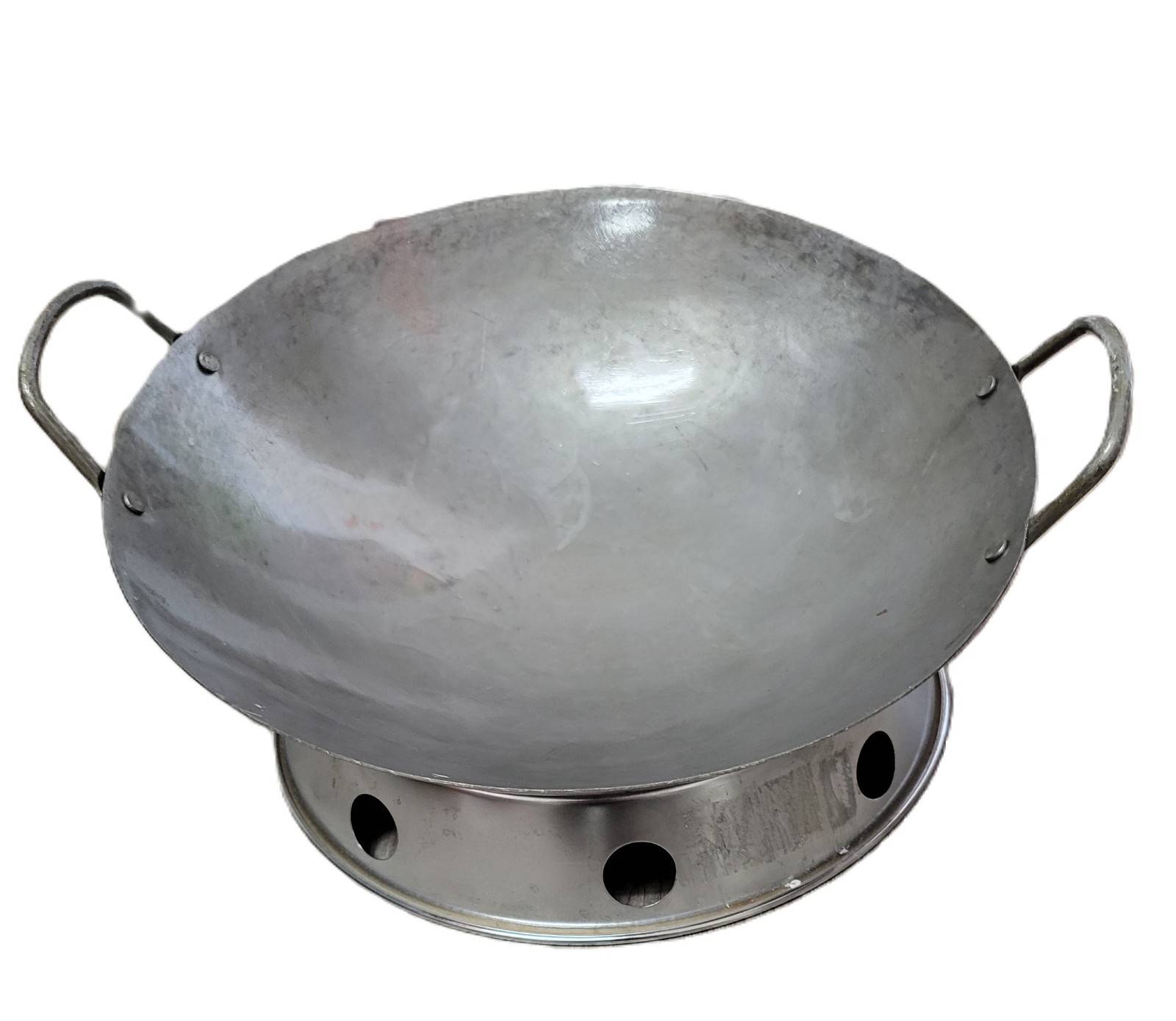 Carbon Steel Hand Hammered Round Bottom Wok with Wok Ring (12,14,16 in )