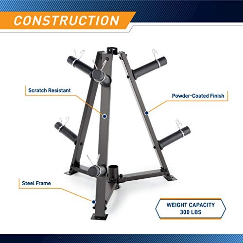 Olympic Weight Plate Tree for 2-Inch Plates Weight Storage Triangular - Black