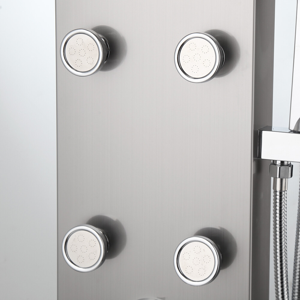 Bathroom Shower Panel Column Rainfall 6 Massage Jets Display Mixer Valve Tap Set