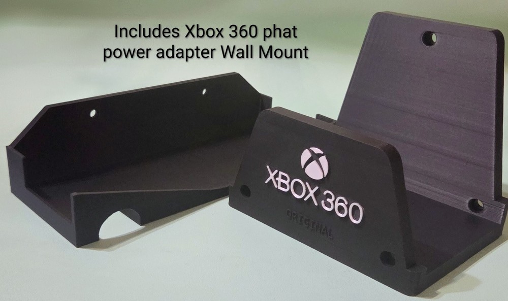 Xbox 360 Phat Wall Mount- w/ Power Adapter Wall Mount- Includes Hardware.