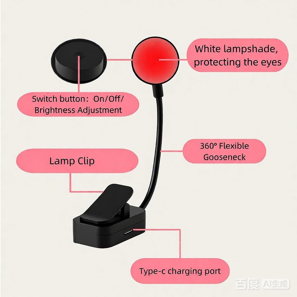 4 Pack Red Book Light,Readling Light，3 Modes,Brightness Adjustment，NO Blue Li...
