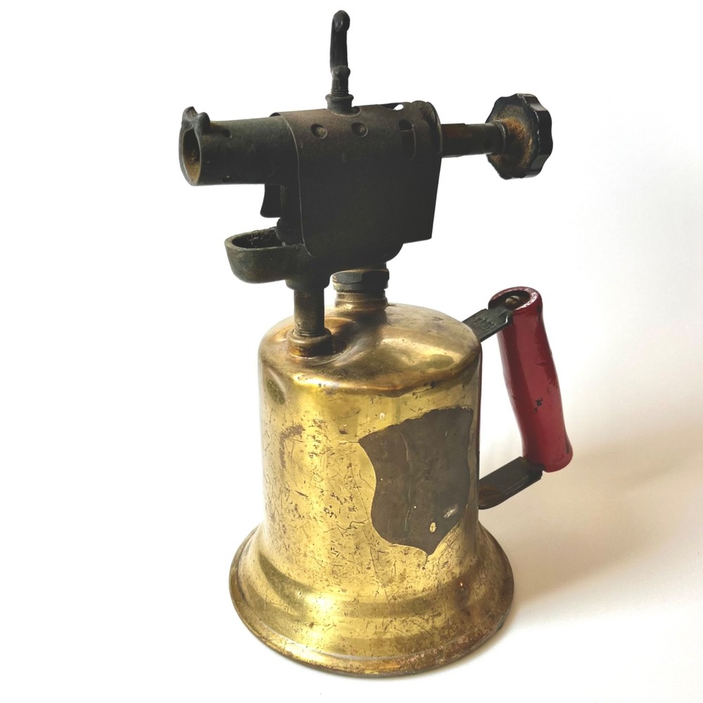 Clayton & Lambert Brass Blow Torch, Red Handle, No. 158A-2