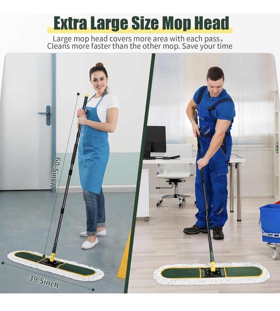 Extra Large Rectangular Microfiber Dry Pad Mop with Metal Handle