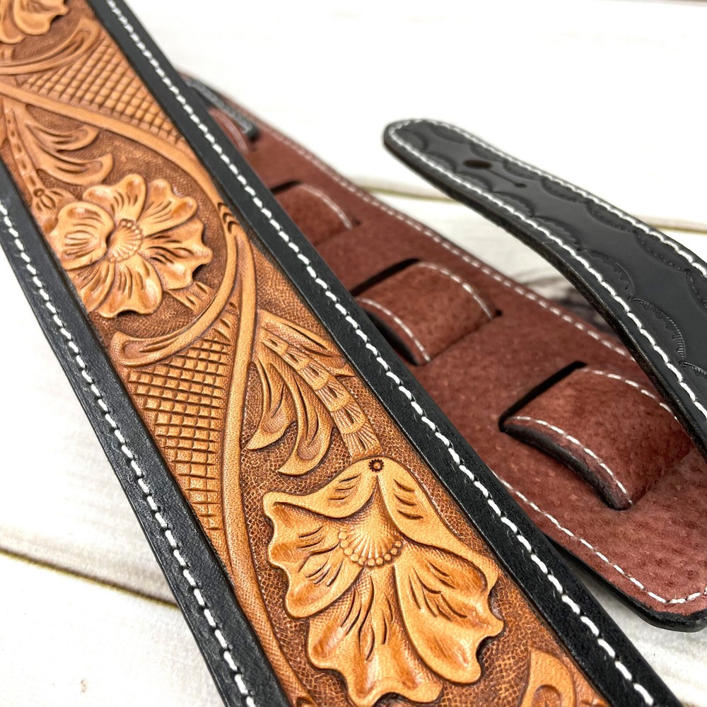 Walker & Williams LC-11 100% Handmade Leather Strap Hand Tooled Live Oak Pattern