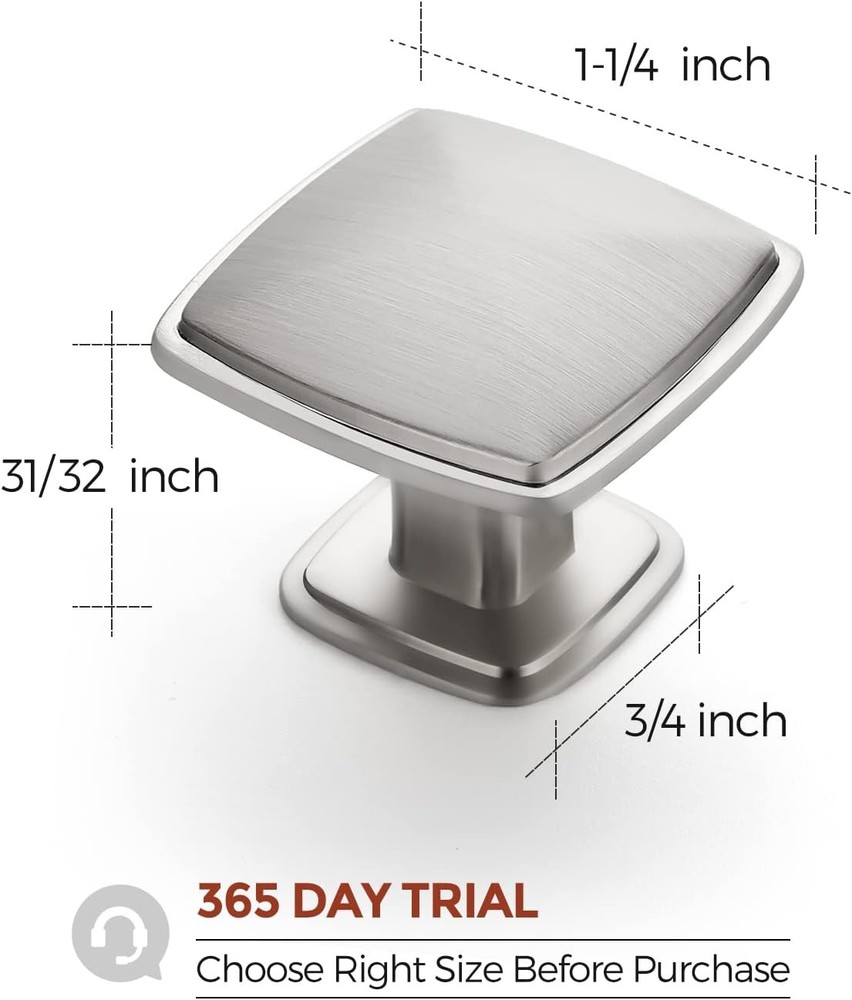 25 Pack Brushed Nickel Kitchen Cabinet Knobs - Silver Knobs for Cabinets
