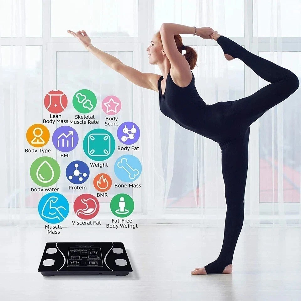 Bluetooth Smart Body Fat Scale BMI Digital Weight Bathroom Scale LCD App Sync