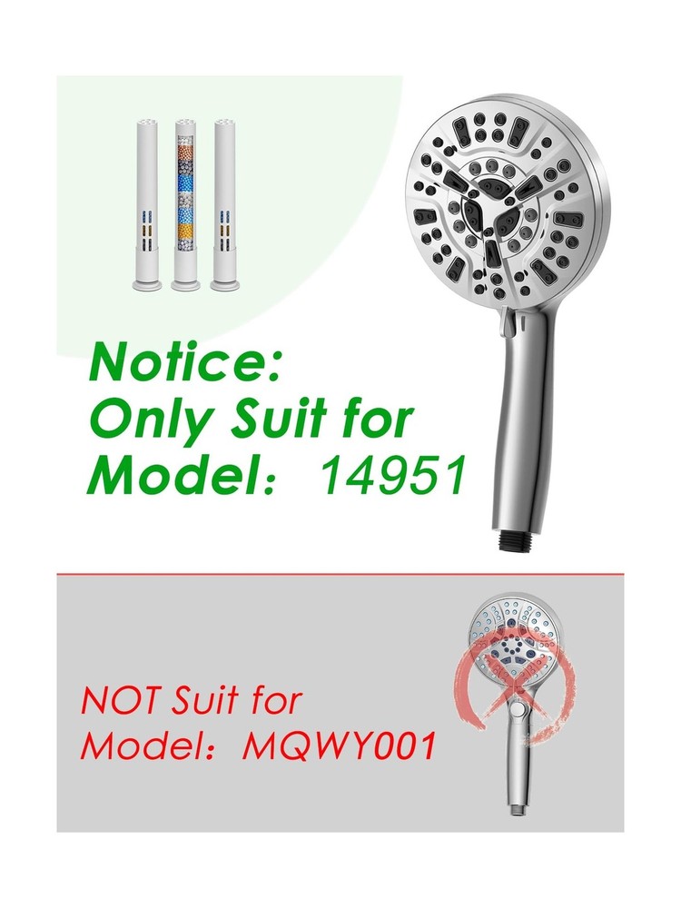 High Pressure Shower Head & 3 Pack Replacement Filters Fast Ship
