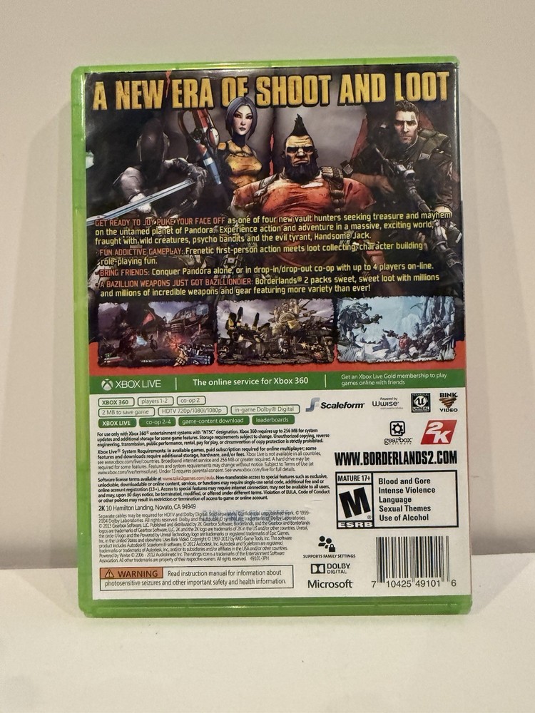 Borderlands 2 (Microsoft Xbox 360, 2012) - Case + Manual - No Game