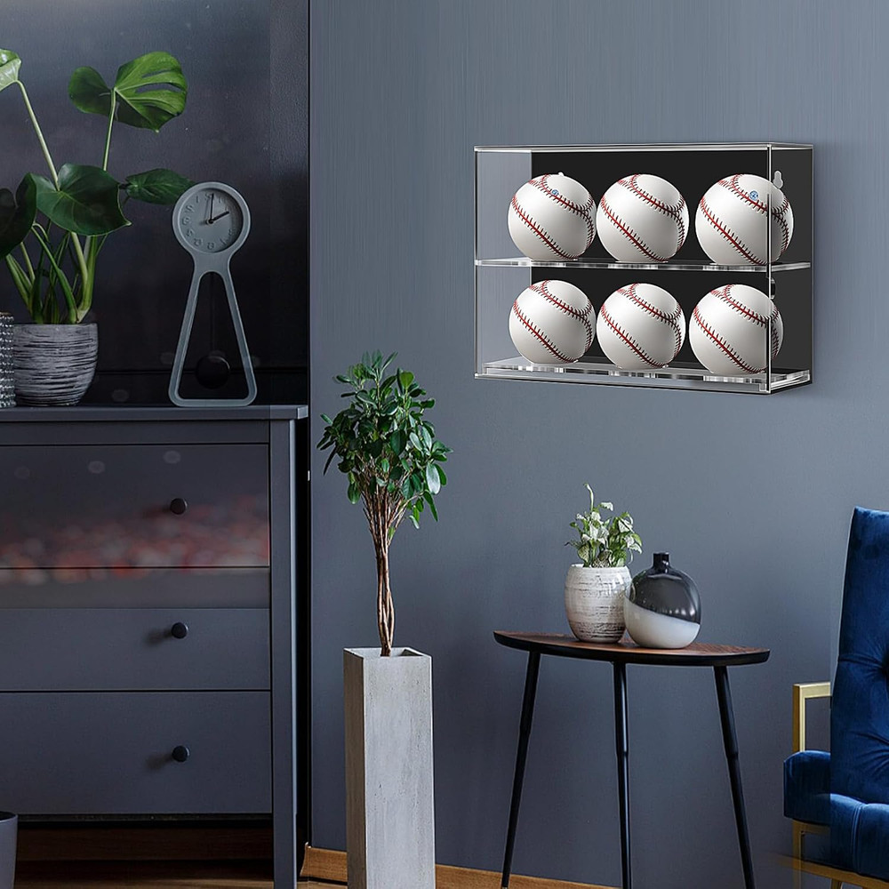 Acrylic Baseball Display Case Wall Mounted Display Holder Shadow Box Clear Baseb