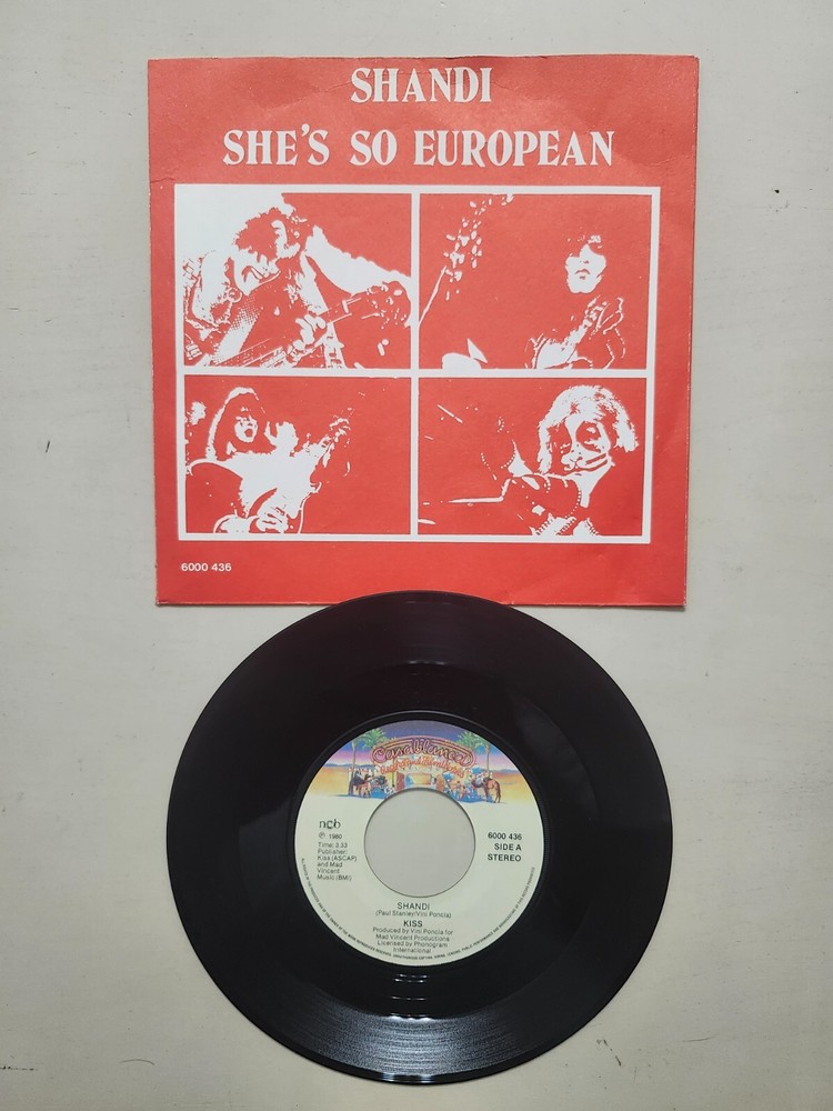 KISS RARE Sweden 1980 Shandi / She's So European Vinyl 45 + Pic Sleeve 6000 436