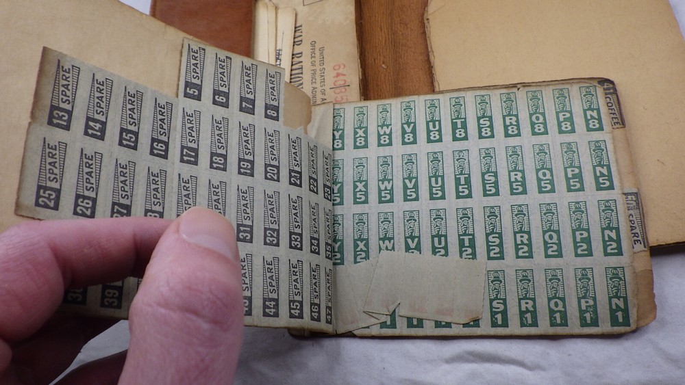 Vintage WWII War Rations Leather Book Four w/ Stamps Emergency First Aid 1994