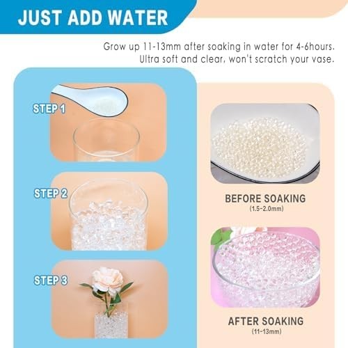 20,000 or 140,000 Clear Water Beads for Vases, Vase Filler Water Gel Beads