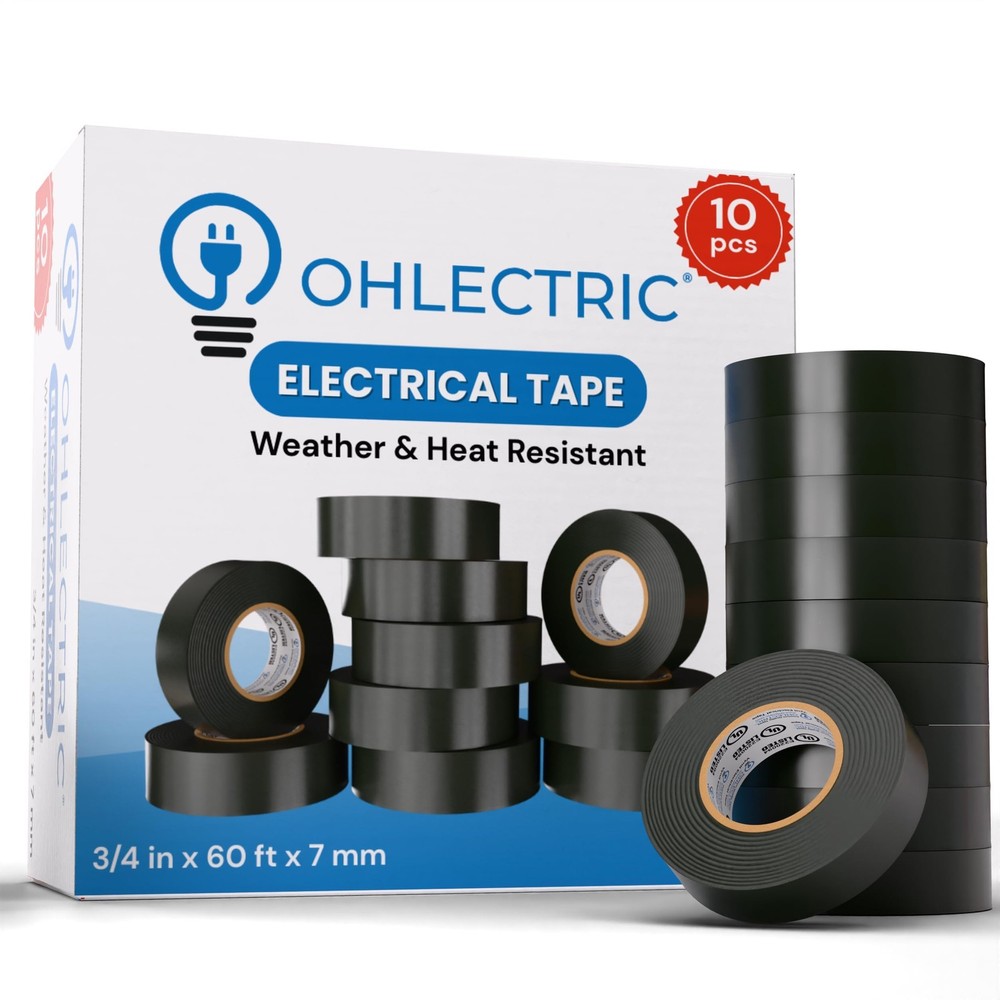 10 Pack - Black Electrical Tape UL/CSA Listed, Multicolor High Temp Flame-Ret...