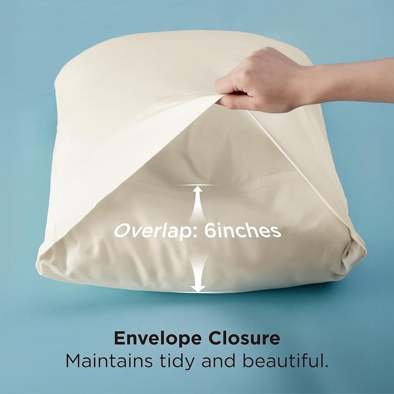 Bamboo Rayon Pillowcase Set Cool Breathable Silk Soft Easy Care Envelope Closure