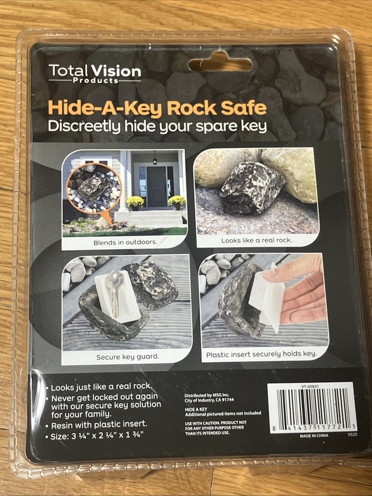 Total Vision Hide a Spare Key Realistic Looking & Feeling ROCK Securely Stores