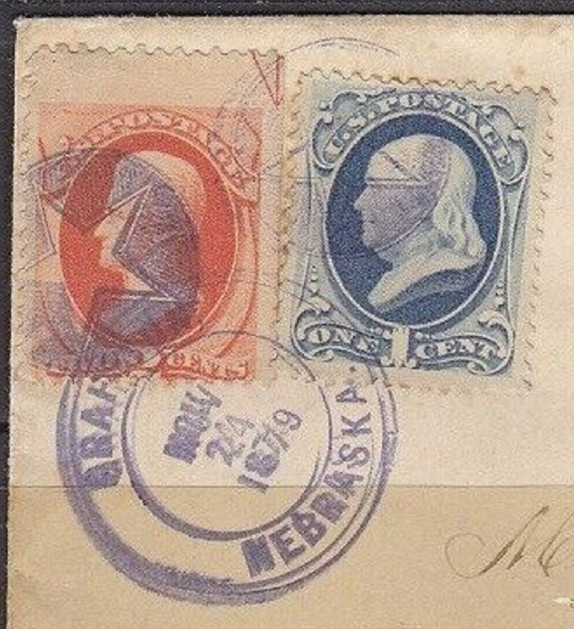 NEBRASKA FANCY CANCEL - PURPLE STAR of GRAFTON Ties 2c BN w ARROW on 1879 Cover!