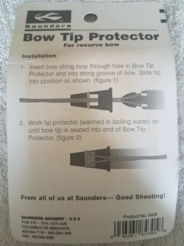 RECURVE BOW TIP PROTECTOR Traditional Archery SAUNDERS Prevents Limb Tip Damage