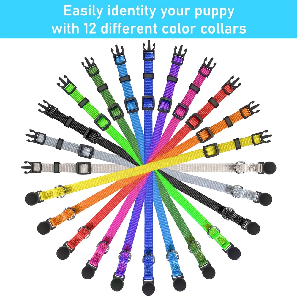 GAMUDA Puppy ID Collars - Super Soft Nylon Whelping Set - S, Assorted Colors