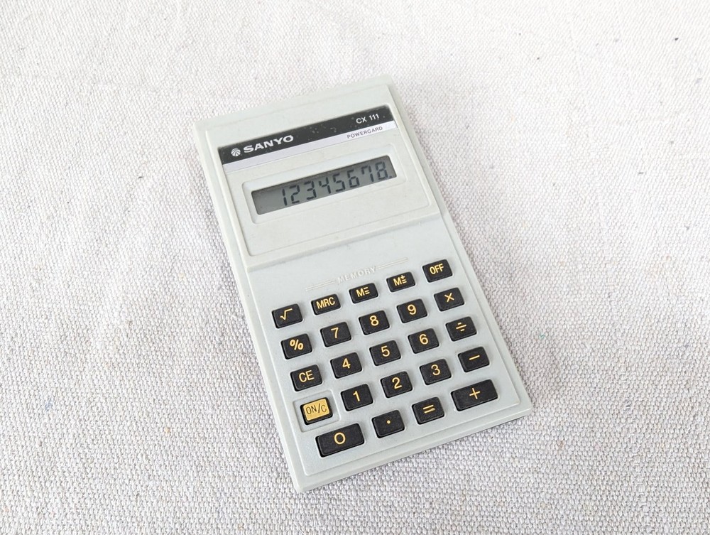 Vintage Sanyo CX 111 Powergard Electronic Calculator Basic Arithmetic Memory ...
