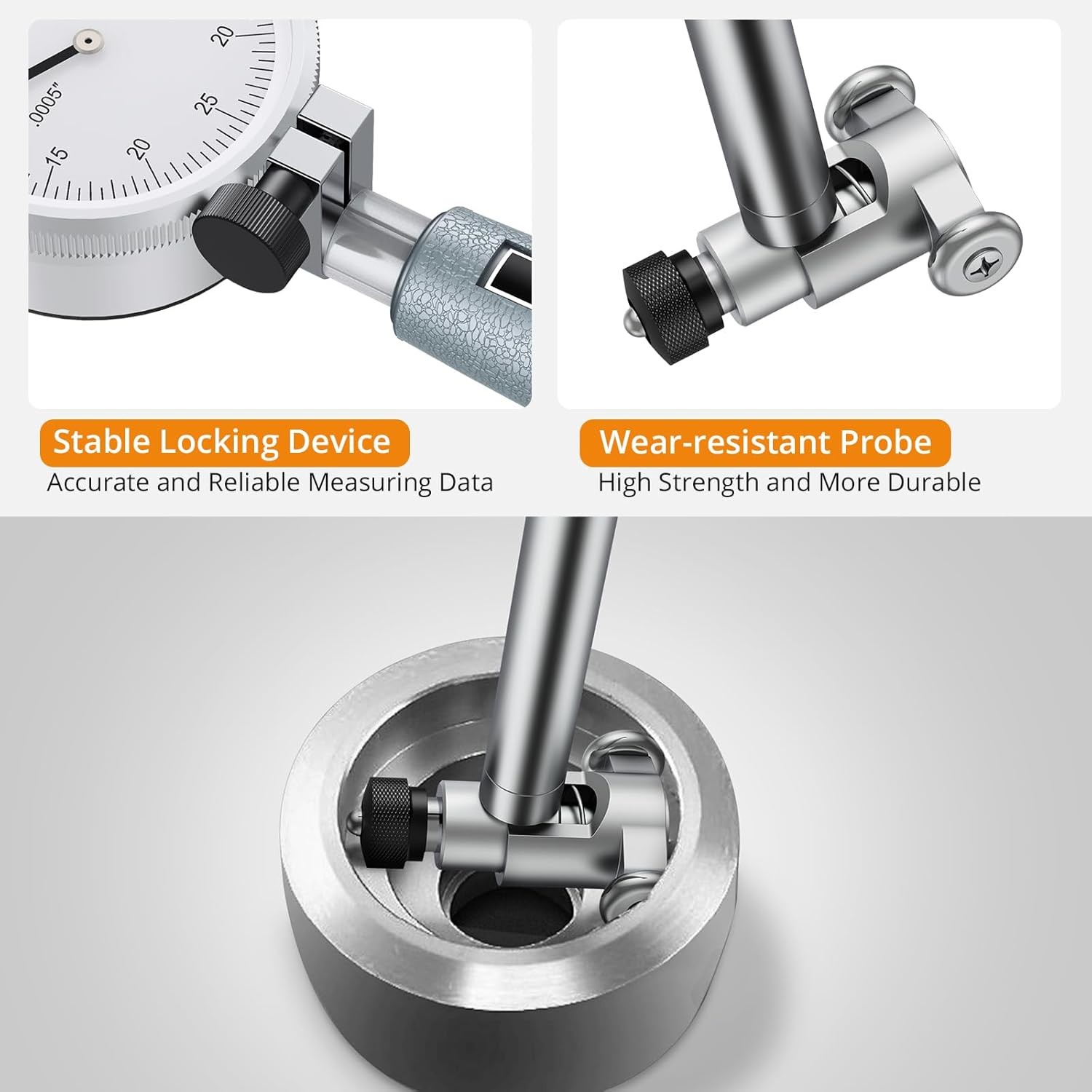 Neoteck 0.7-6" Dial Bore Gauge Indicator Engine Measuring Cylinder Tool 0.0005"