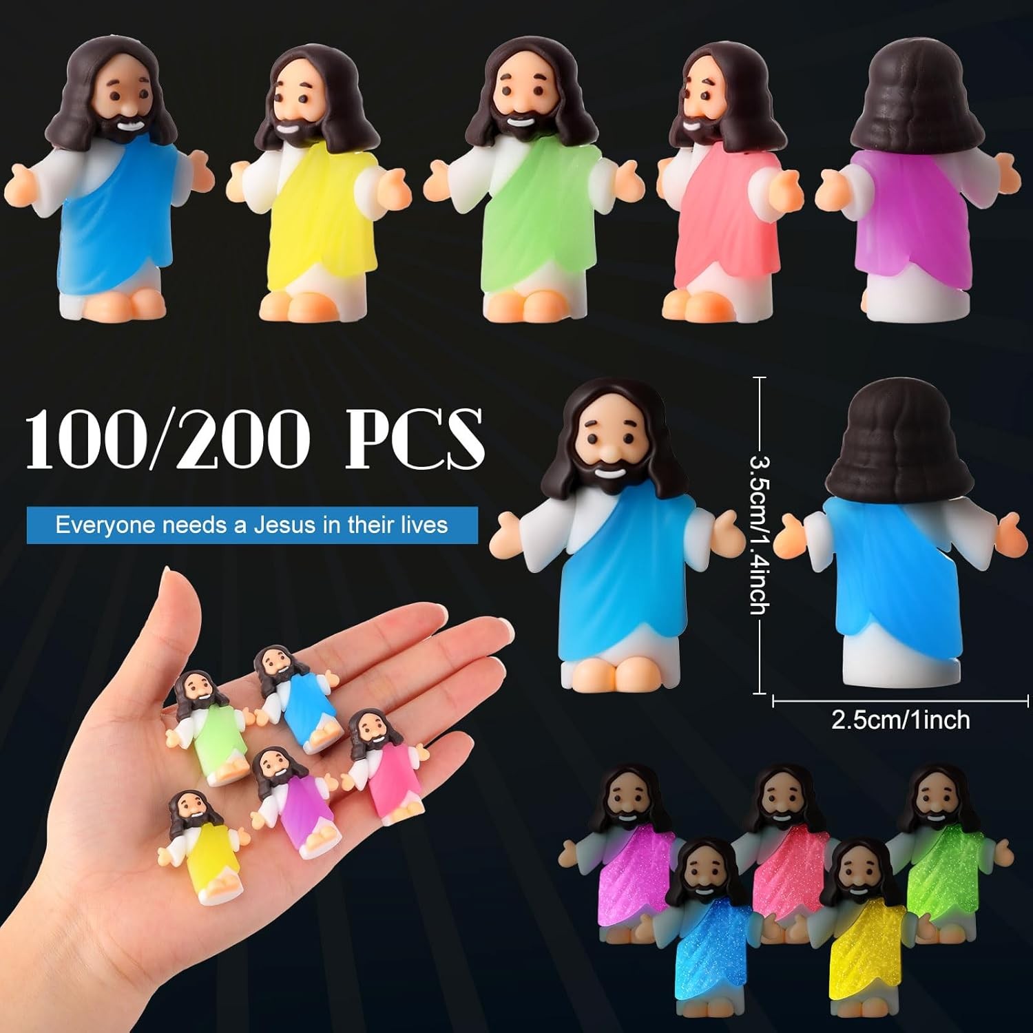 25 Pcs Little Jesus Figures Glow in The Dark Jesus Bulk Christian Gifts for Kid