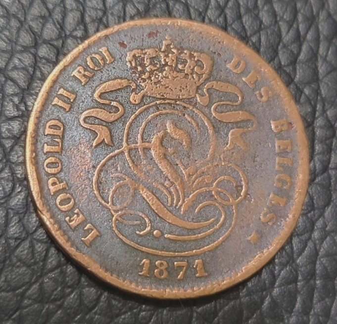 1871 Belgium 2 Centimes Coin