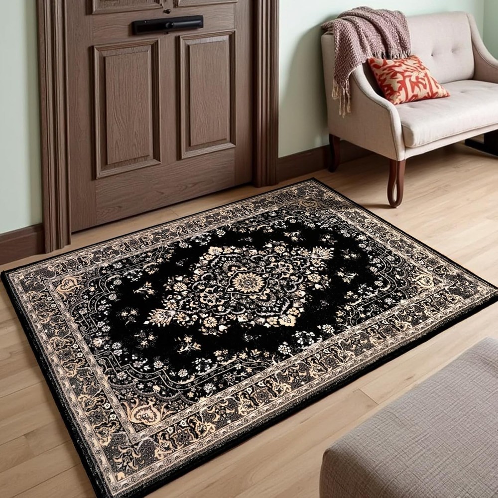 HOMORE 2x3 Area Rug Small Black Rugs 2' x 3' (Rectangular),