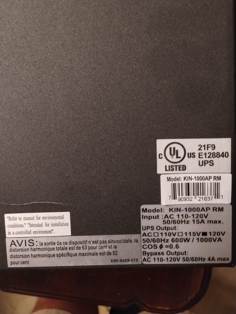 PCM Powercom UPS Power KIN-1000AP RM