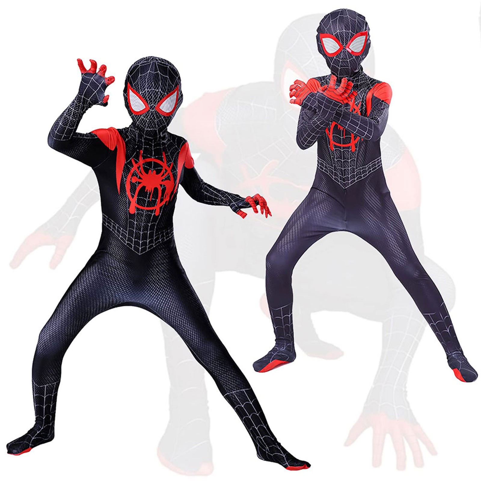 Superhero Spider-Man Costume Miles Halloween Jumpsuit Kids Boys Cosplay Bodysuit