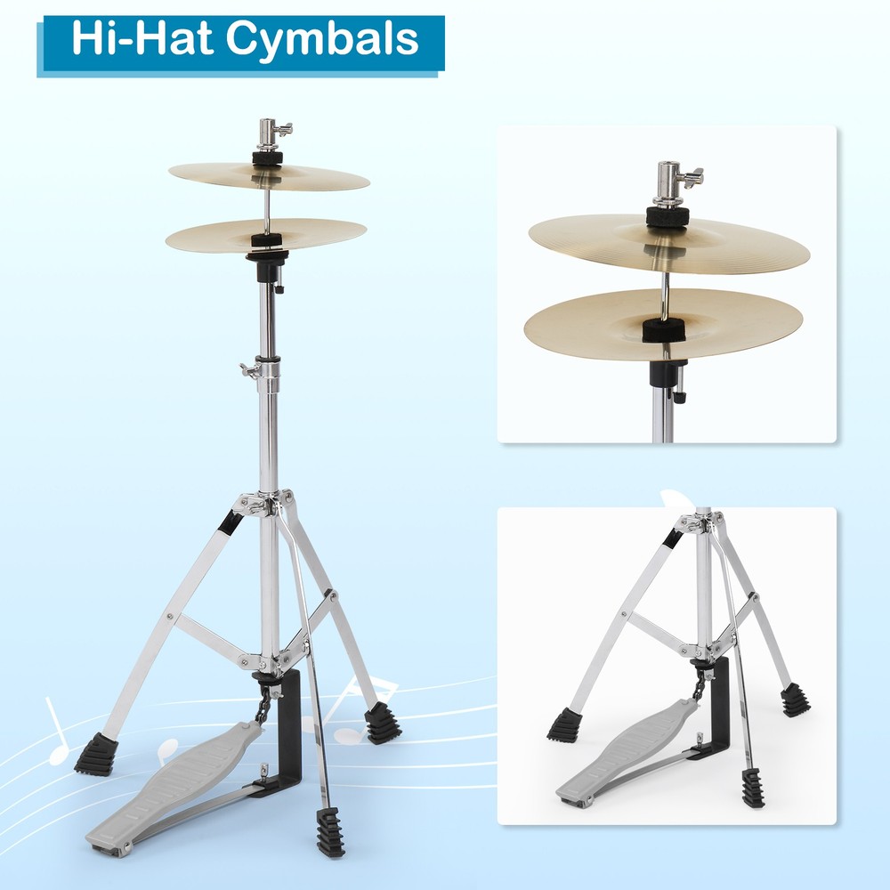 5-Piece for Beginners,16"Full Size Complete Junior Drum Kit /w Adjustable Throne