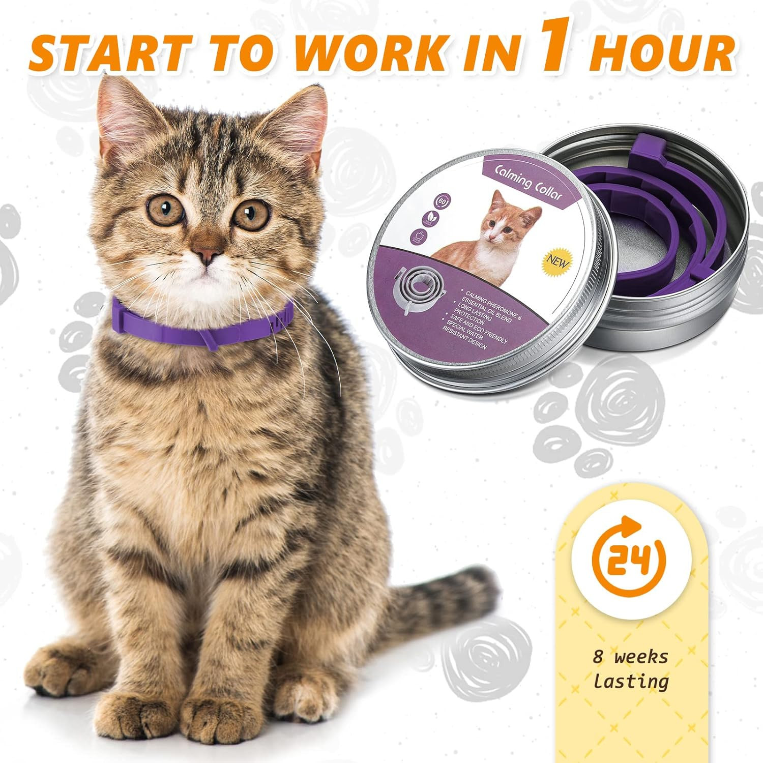 3 Pcs Cat Adjustable Calming Collar, Reduce Anxiety Cat Collars for Pets, Calm C
