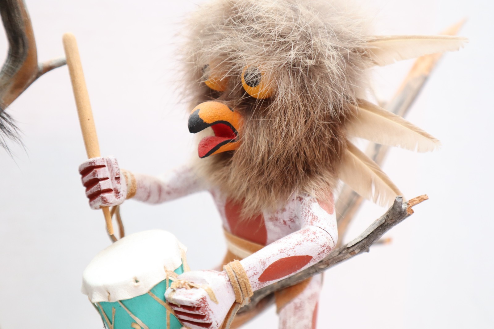 VTG Hopi Pueblo Kachina Doll Scene Native American Climbing TREE Sculpture 22"