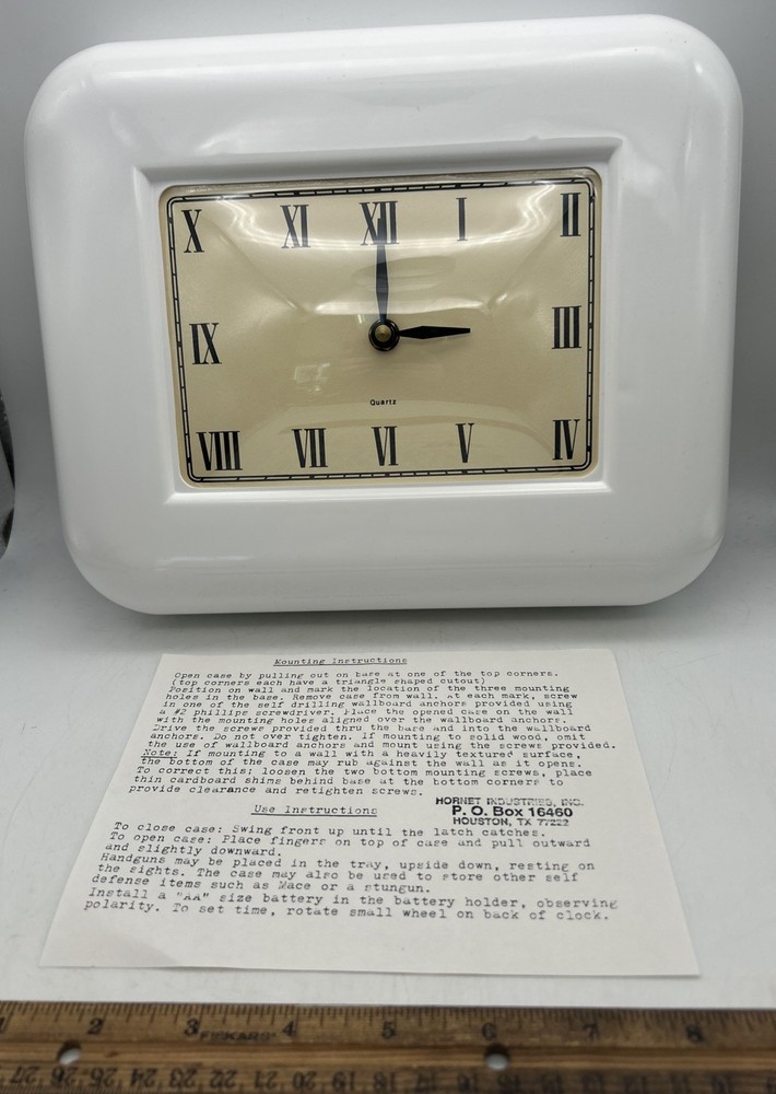 Hornet Industries Clock Bubble Face Rectangular 10.5” X 9” Roman Numerals NOS