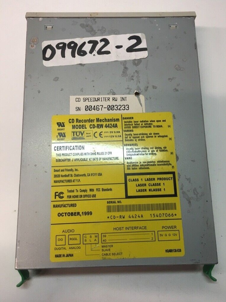 SMART AND FRIENDLY CD-RW4424A CD RECORDER MECHANISM