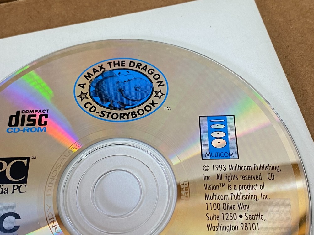 Dandy Dinosaur Max The Dragon CD Storybook 1993 PC Computer Program Software MAC