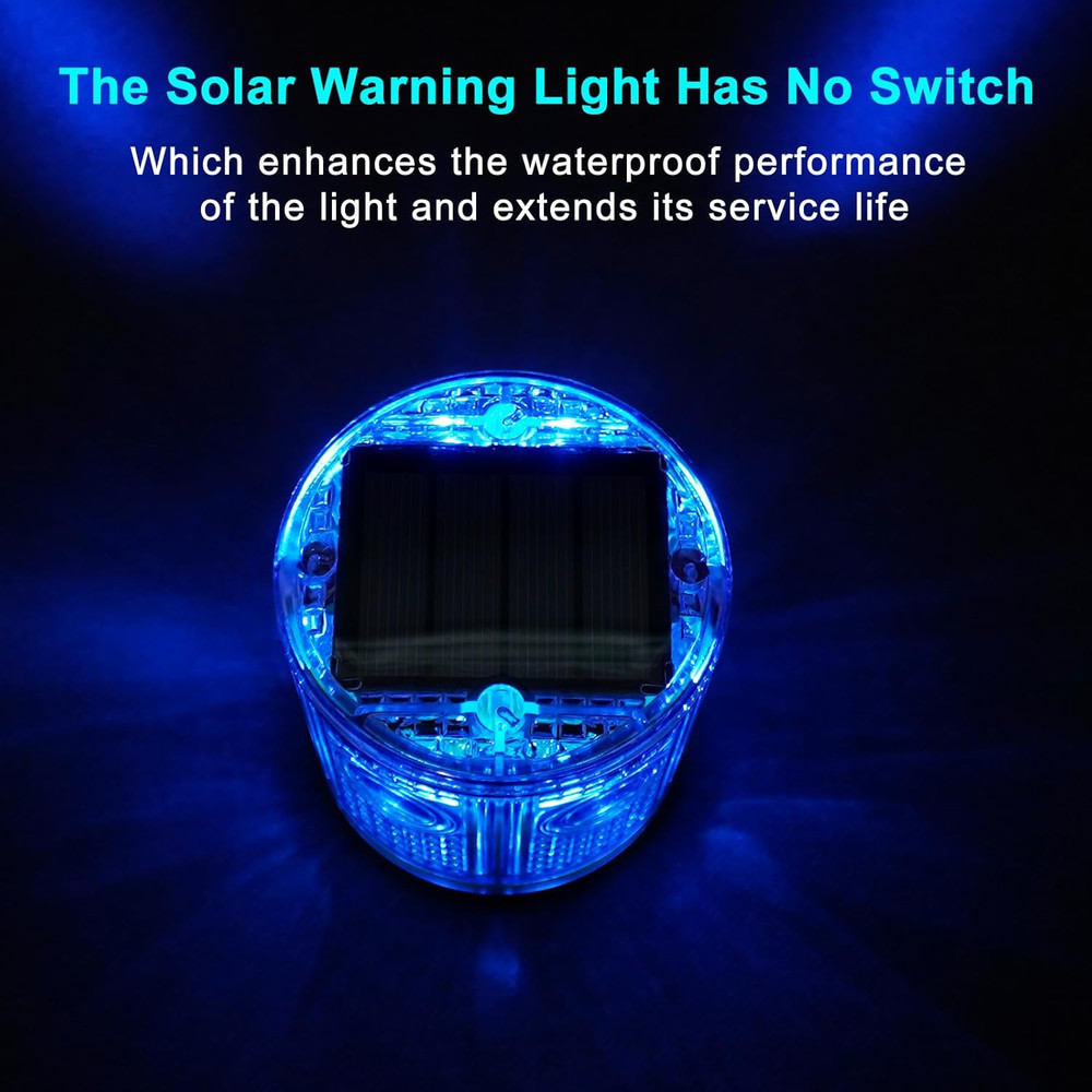 Solar Strobe Warning Light 360 Degree Single Column Super Bright Waterpr