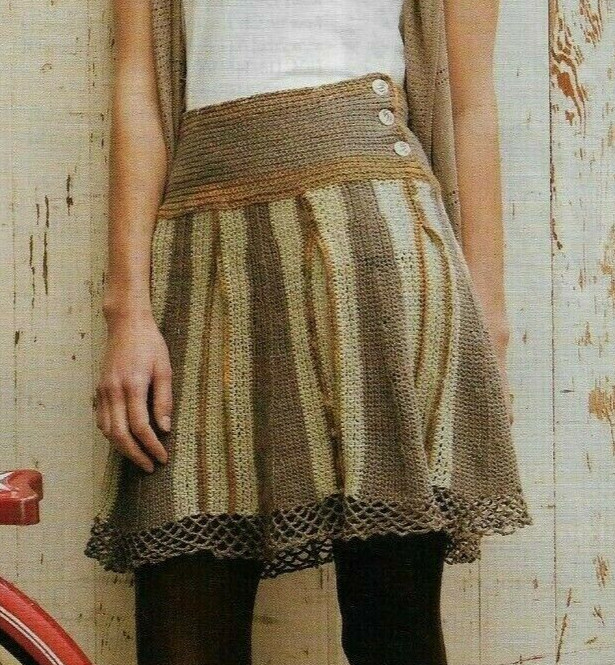 PRETTY PLEATS SKIRT 7 SIZES WOMEN'S CROCHET PATTERN INSTRUCTIONS