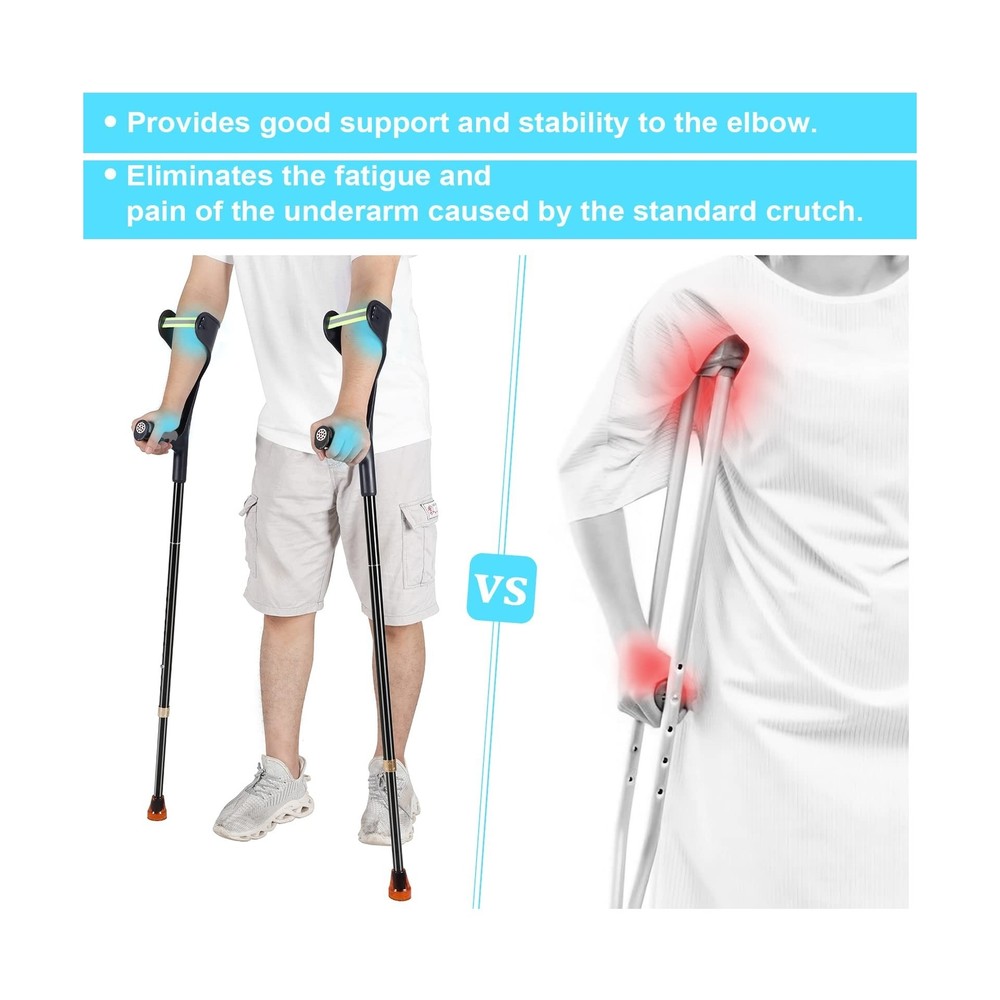 Forearm Crutches Pair, Folding Forearm Crutches Lightweight Adjustable，wi