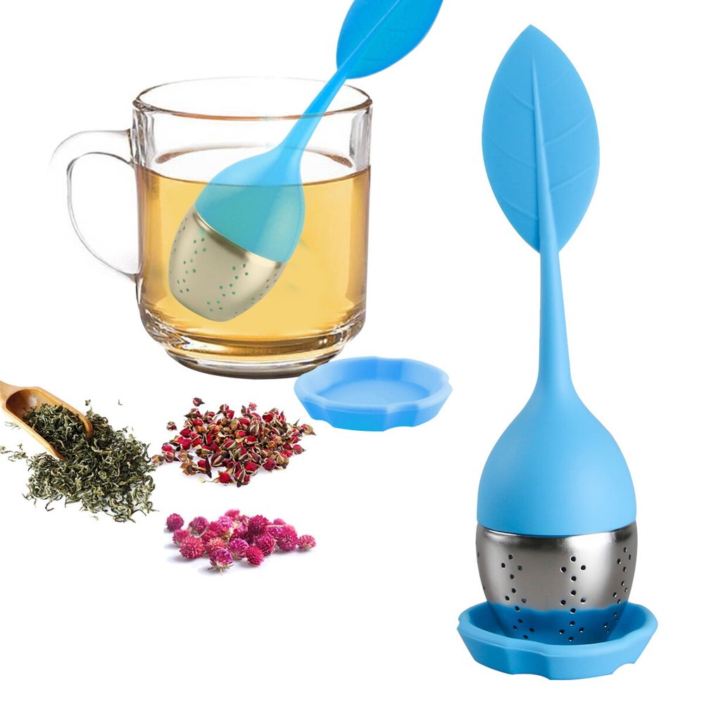 US 3PCS Silicone Loose Leaf Tea Infuser Stainless Spice Filter Diffuser YW-GN-BL