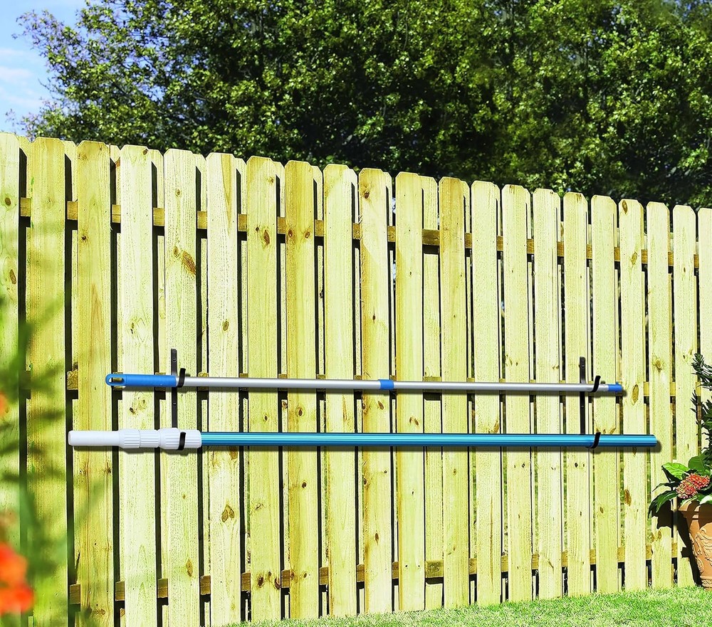 Durable Heavy-Duty Pool Pole Hangers - Multi-Functional 4pc Black Aluminum Set