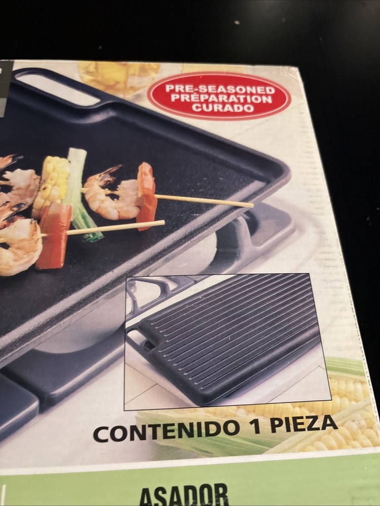 Basic Essentials Double Reversible Cast Iron Grill New