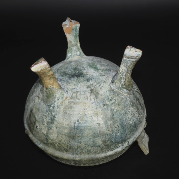 Chinese Han Dynasty Style Green Glazed Tripod Incense Burner Mingqi 17.6cm