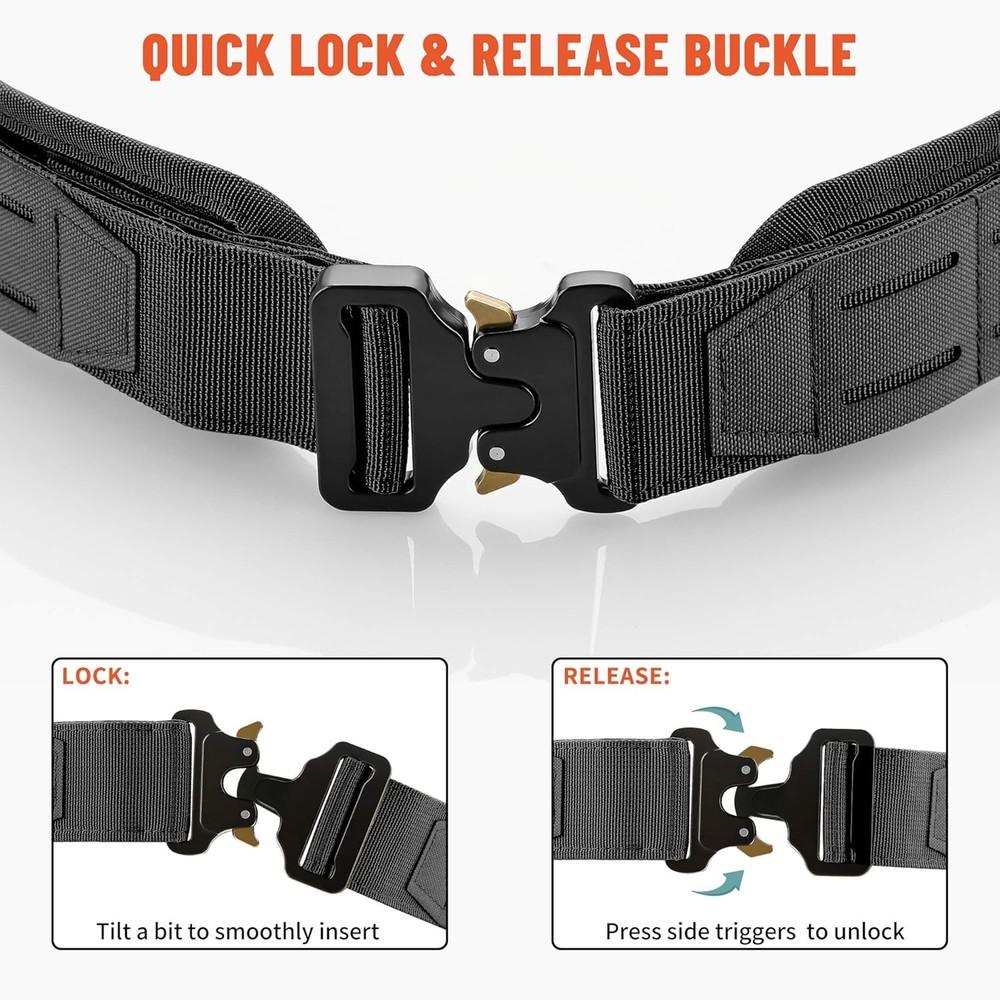 Adjustable Heavy Duty Tactical EDC Belt with MOLLE Quick Release System