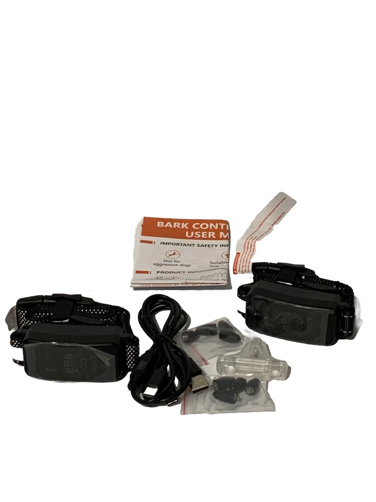 Dog Bark Control Collar PL20 Black 4 Training Modes IP67 Waterproof - 2 Pack