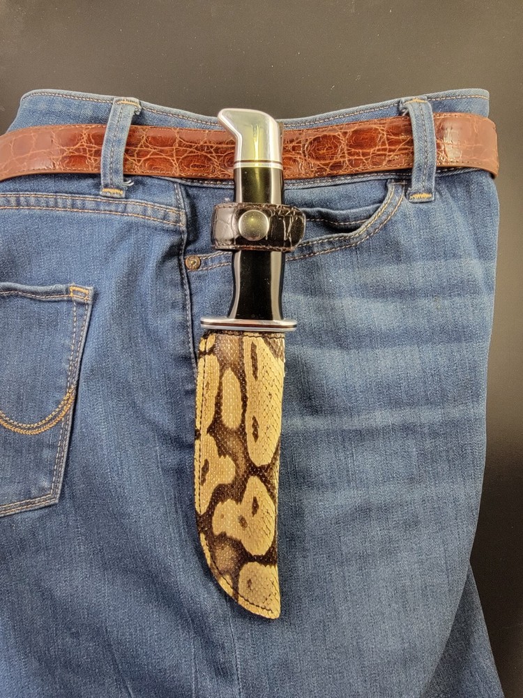 Buck Knives 119 Sheath Right Pull with Authentic Ball PYTHON Skin custom made